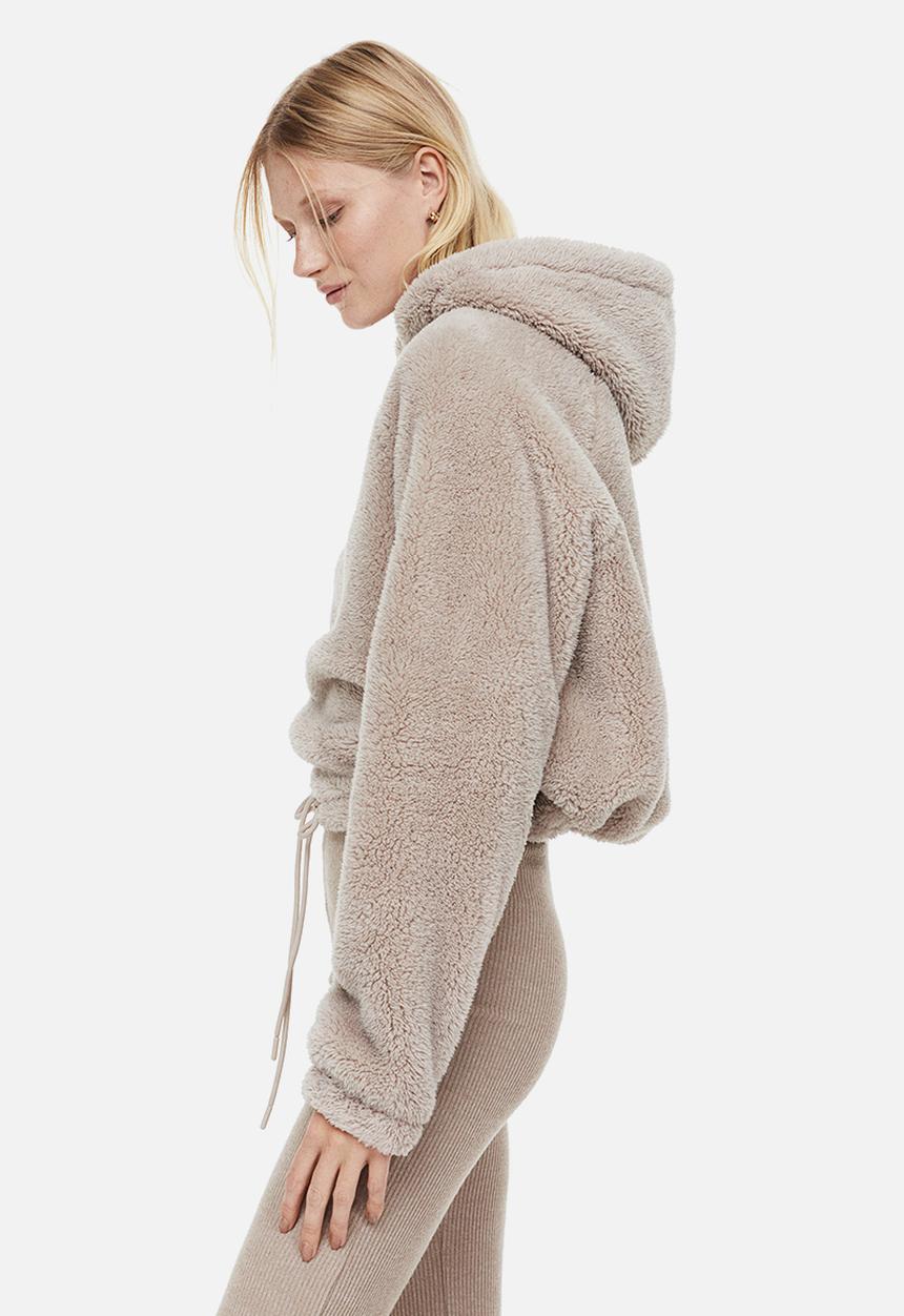 H&M - Teddy hoodie - light beige