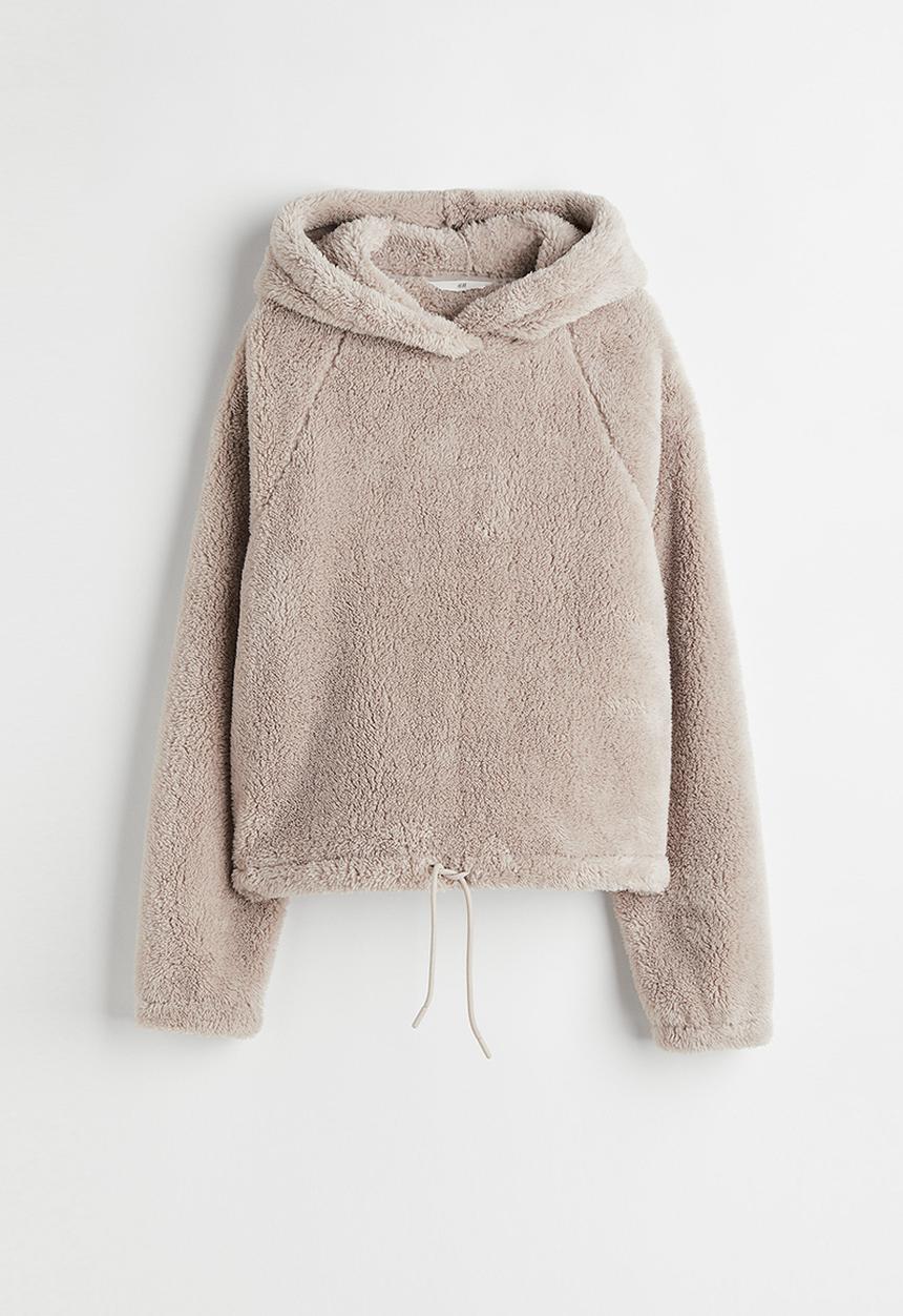 H&M - Teddy hoodie - light beige