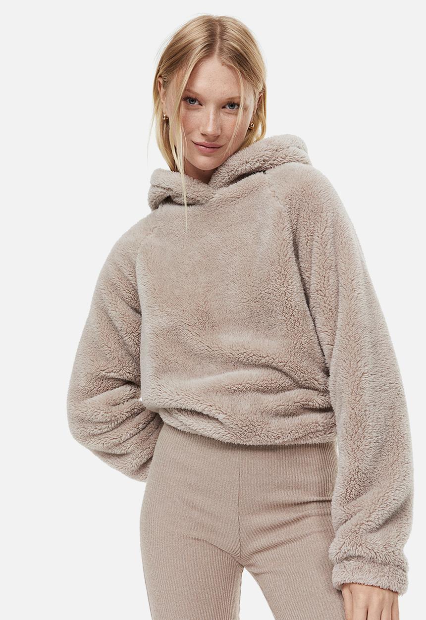 H&M - Teddy hoodie - light beige