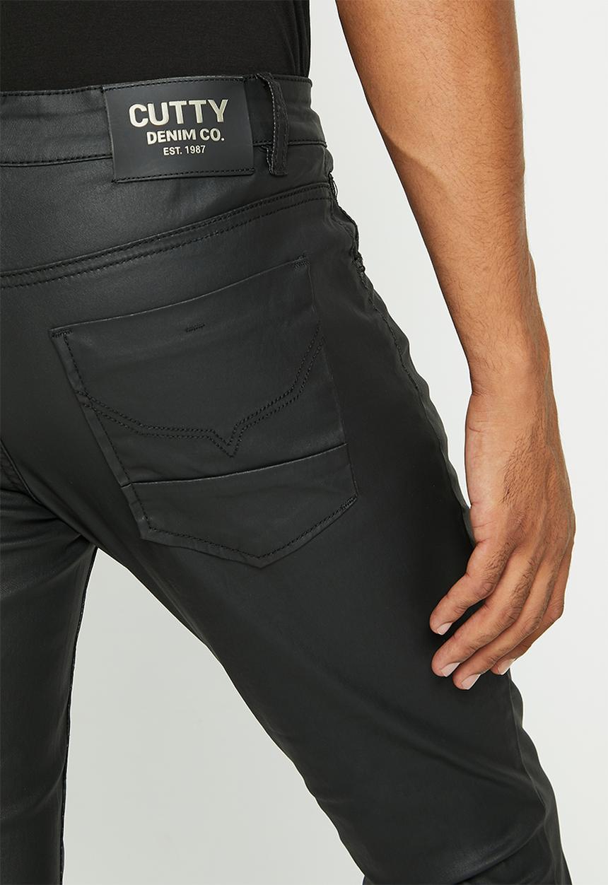Cutty - Zaid coated denim jean - black