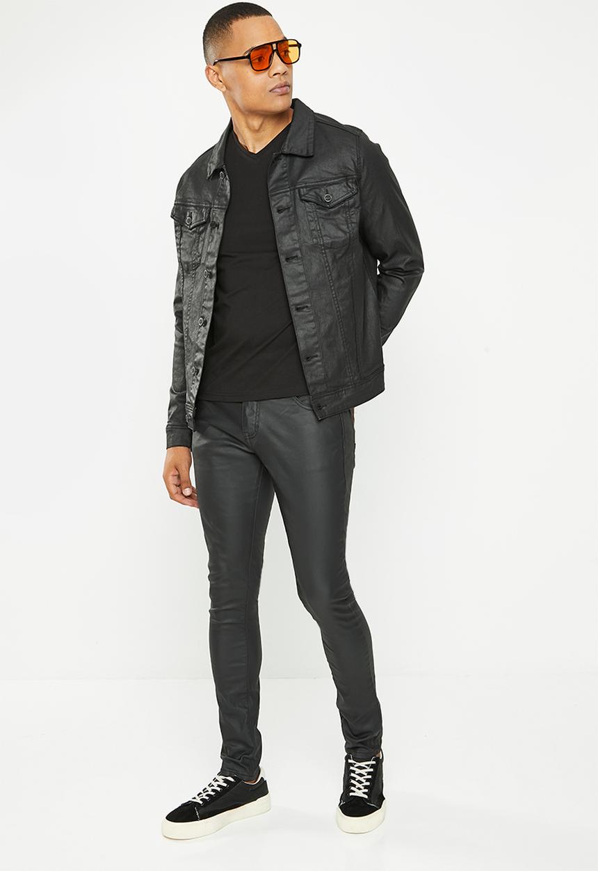 Cutty - Zaid coated denim jean - black