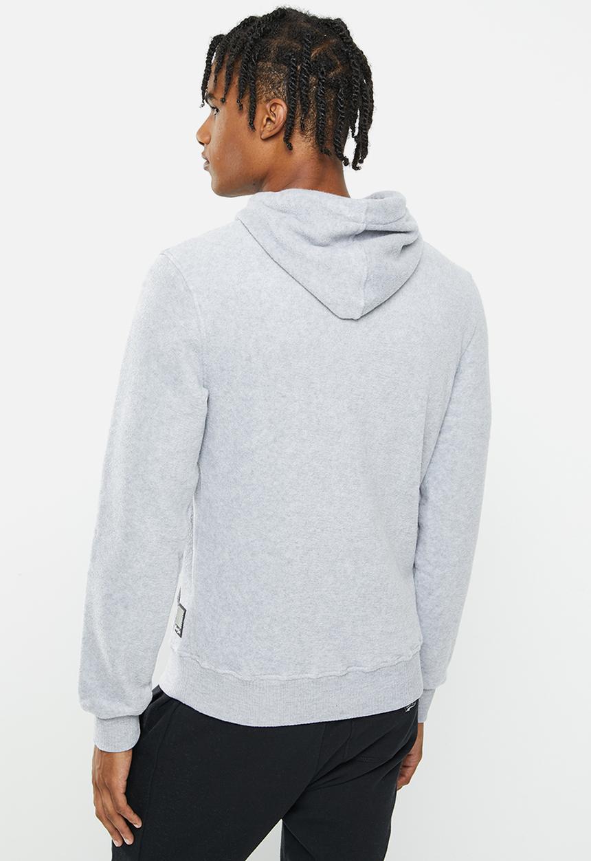 Aca Joe - Mens aca joe embroidered polar fleece sweater - grey melange