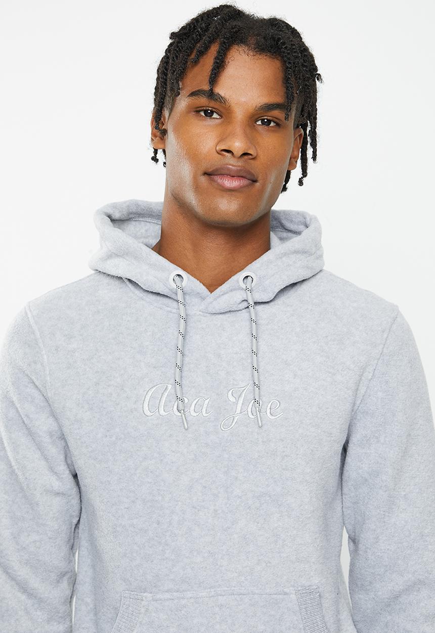 Aca Joe - Mens aca joe embroidered polar fleece sweater - grey melange