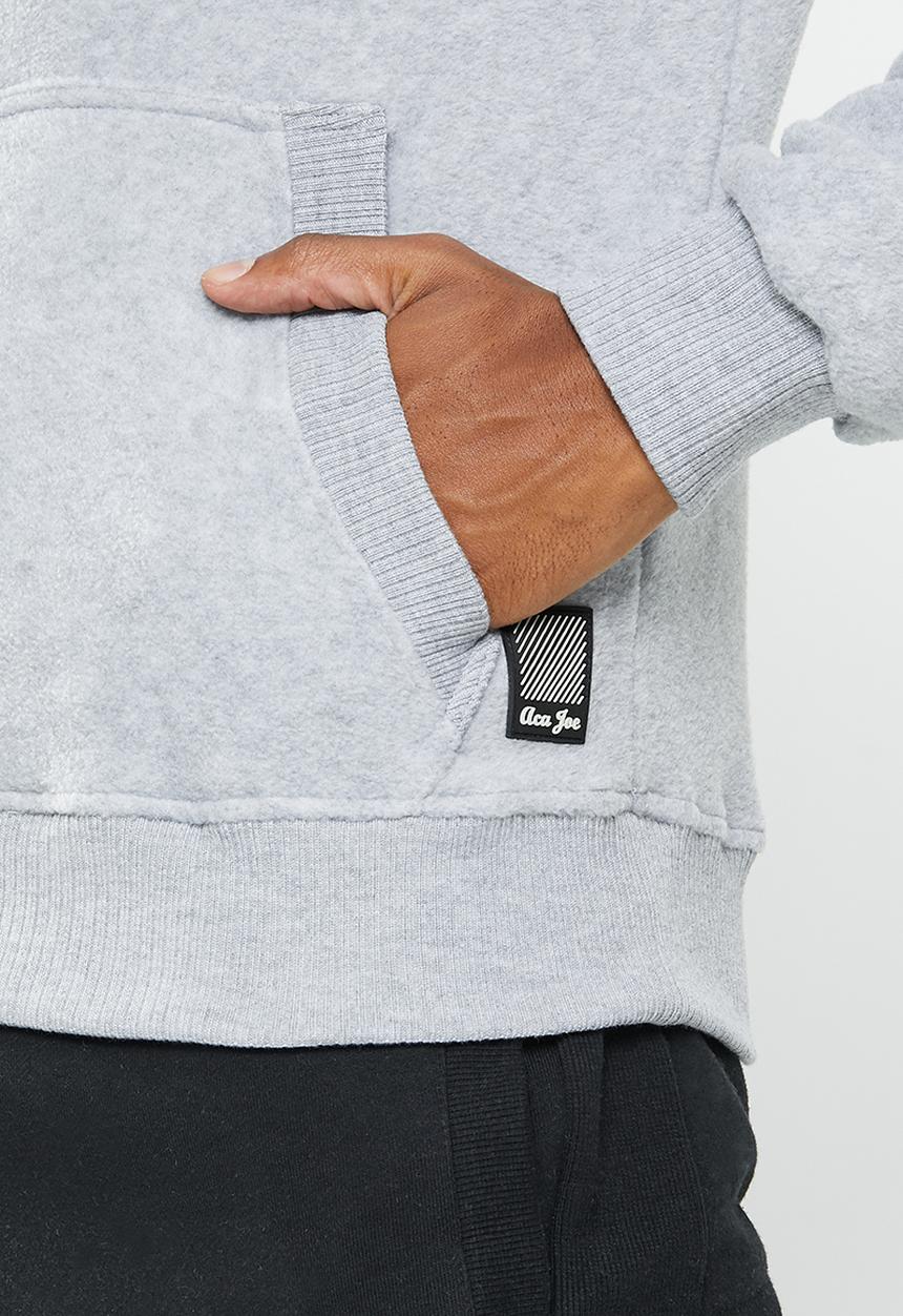 Aca Joe - Mens aca joe embroidered polar fleece sweater - grey melange