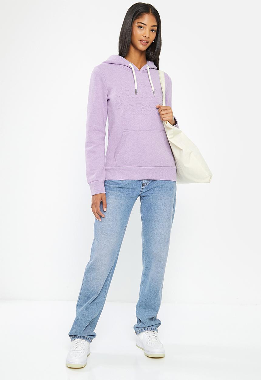 Superdry. - Vintage logo emboss hoodie - pale lilac marl