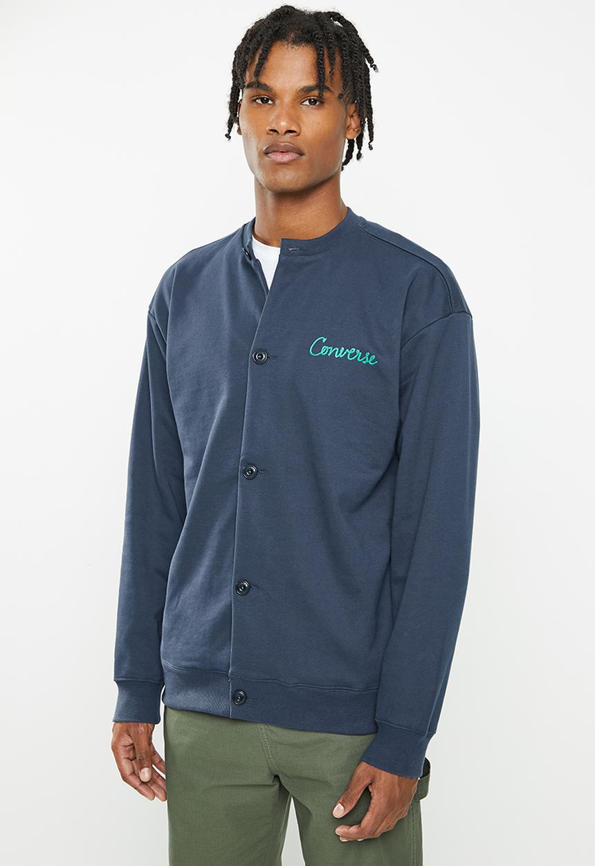 Converse - Chain stitch elevated cardigan - navy