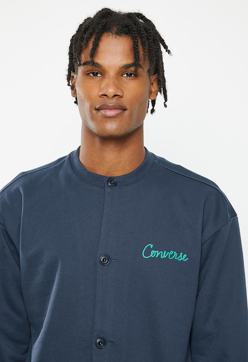 Converse - Chain stitch elevated cardigan - navy
