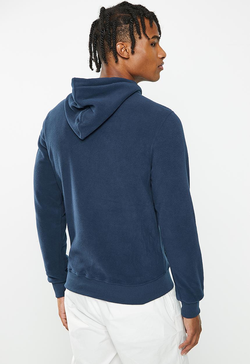 Aca Joe - Mens aca joe embroidered polar fleece sweater pull over hoodie - navy
