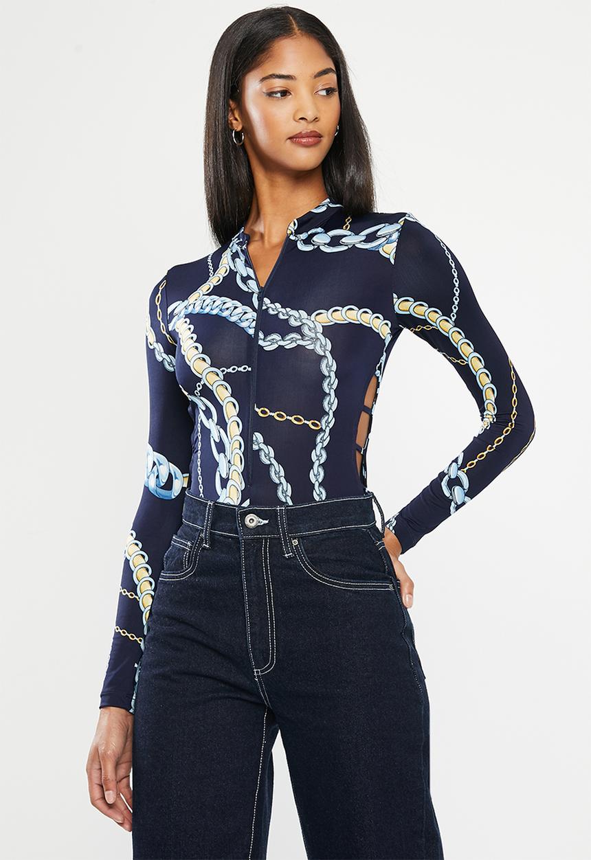 SISSY BOY - Bodysuit with front zip and side binding - navy 