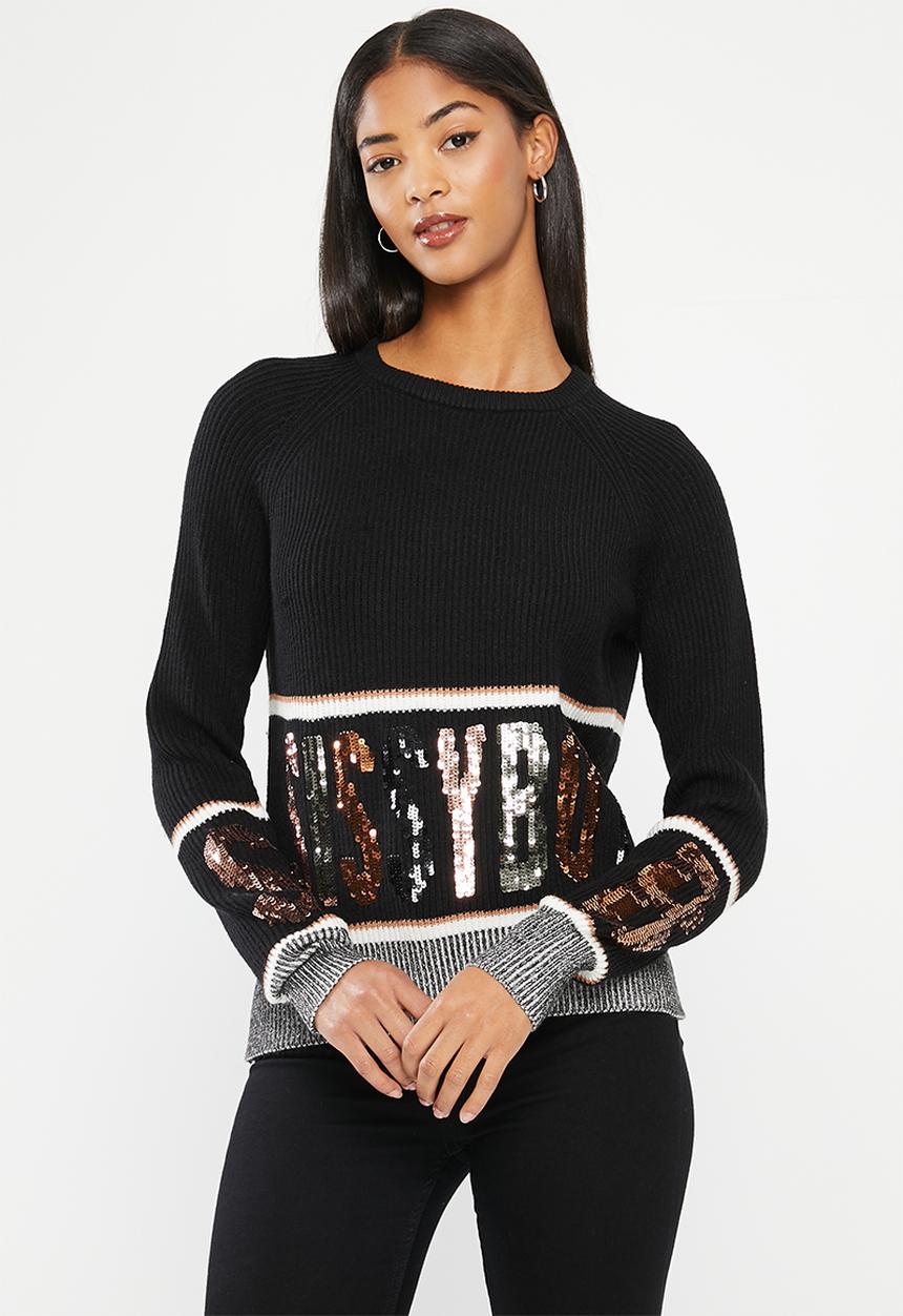 SISSY BOY - Contrasted knitted sweater - black