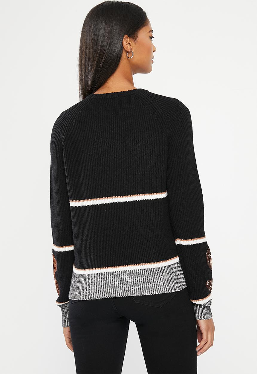 SISSY BOY - Contrasted knitted sweater - black