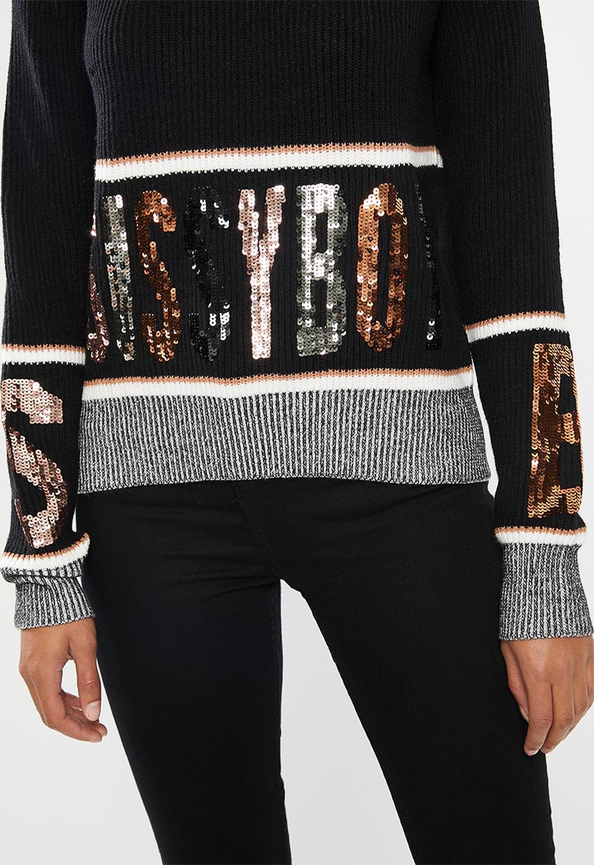 SISSY BOY - Contrasted knitted sweater - black