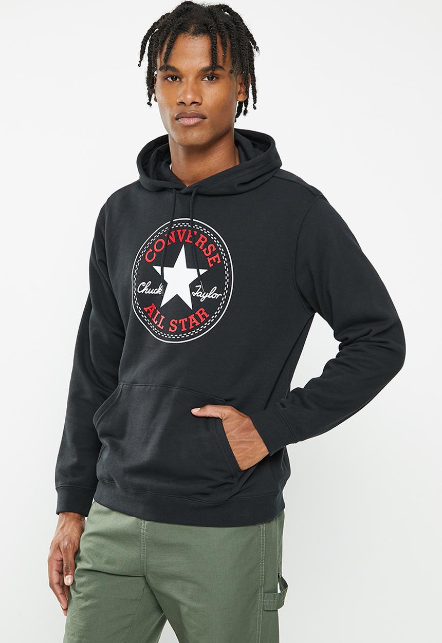 Converse - Standard fit large chuck patch hoodie - black
