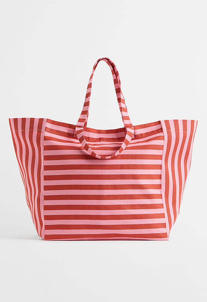 H&M - Striped beach bag - pink/striped