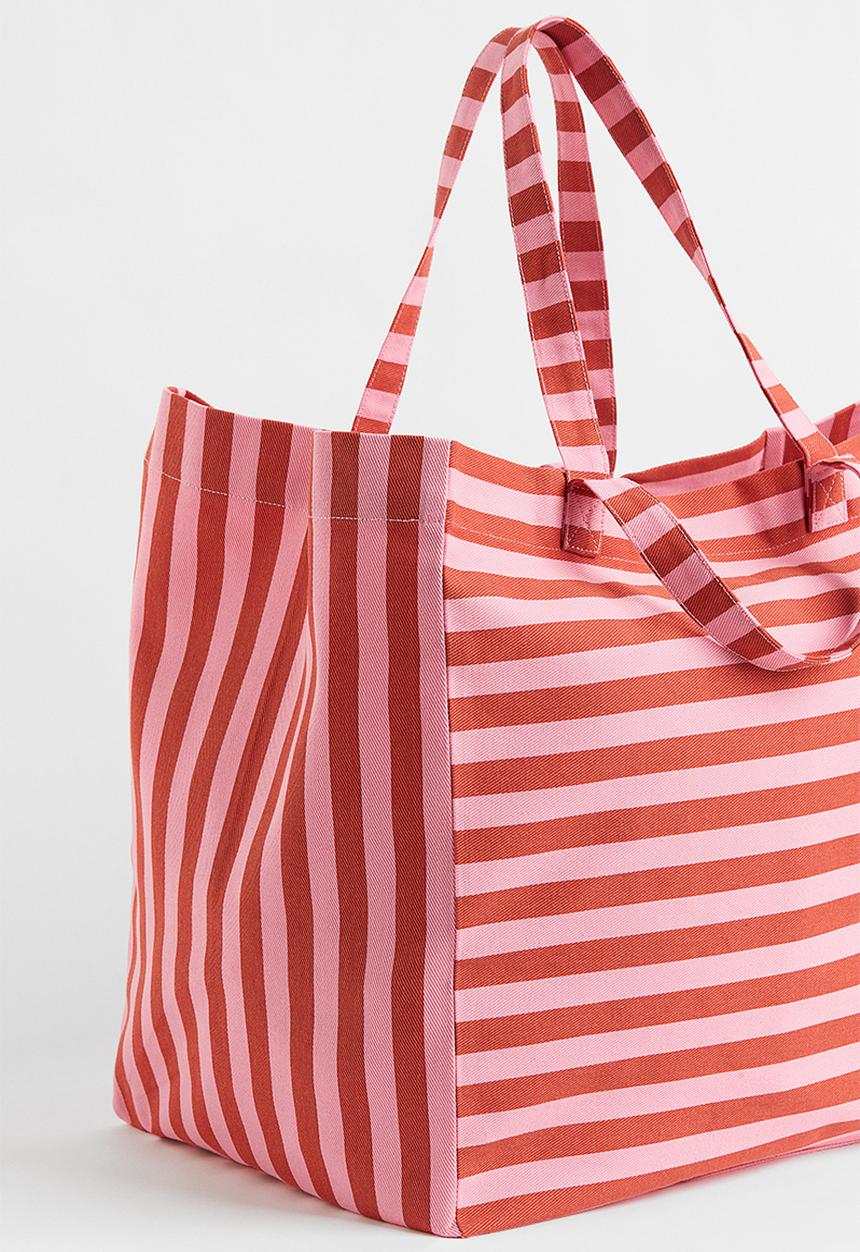 H&M - Striped beach bag - pink/striped
