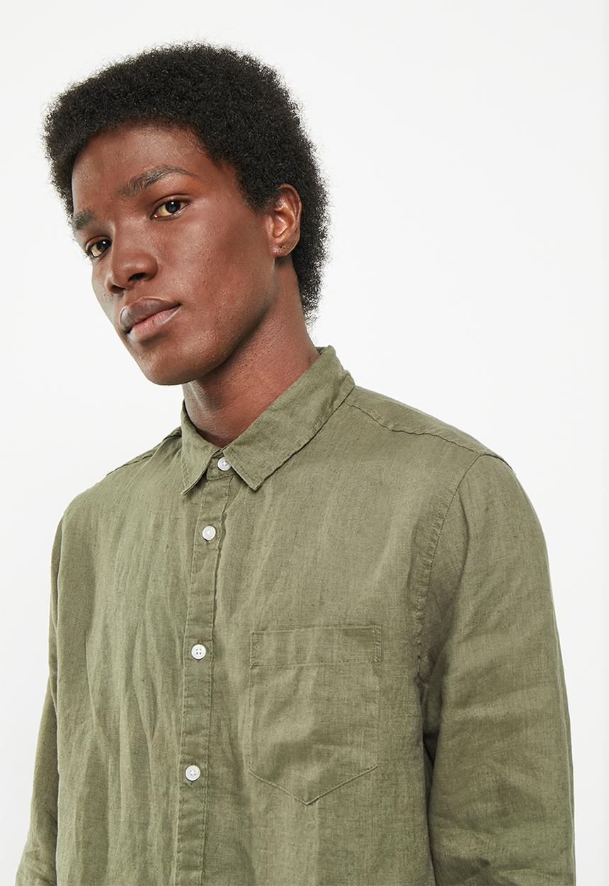 Cotton On - Linen long sleeve shirt - army