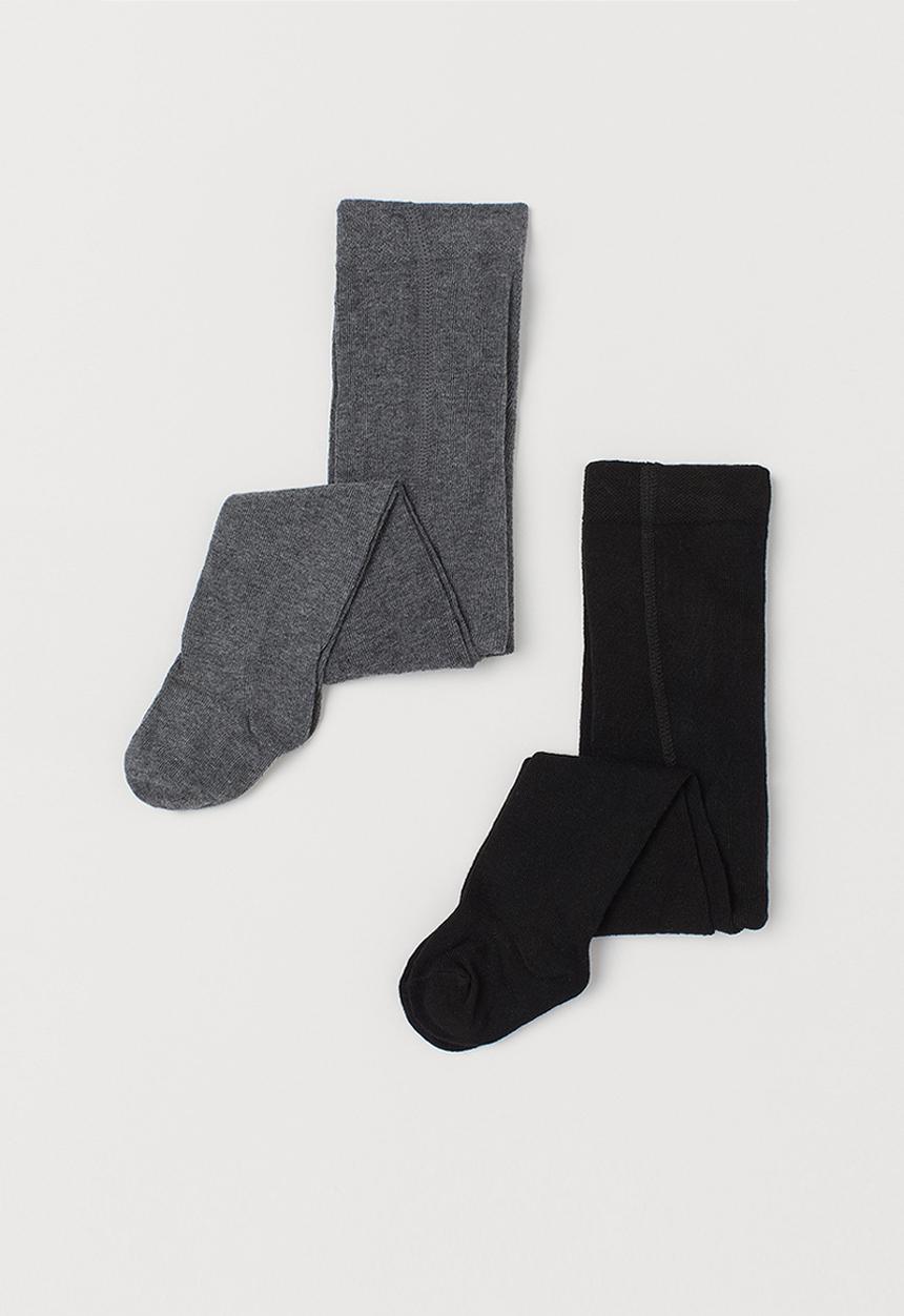 H&M - 2-pack tights - black/grey