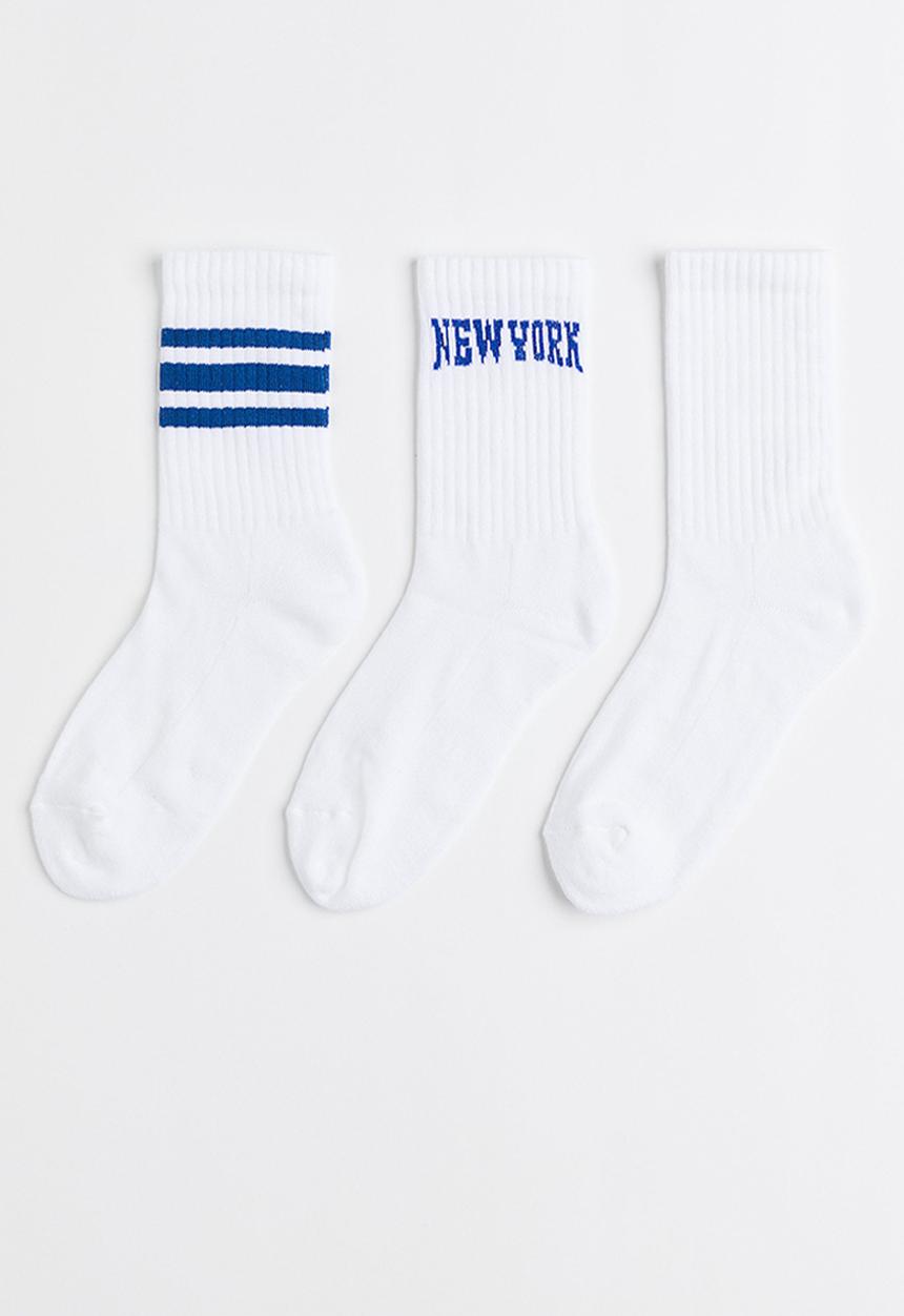 H&M - 3-pack socks - white/new york