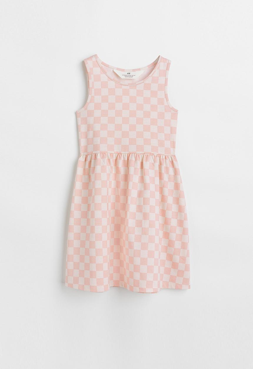 H&M - Patterned jersey dress - natural white/checked