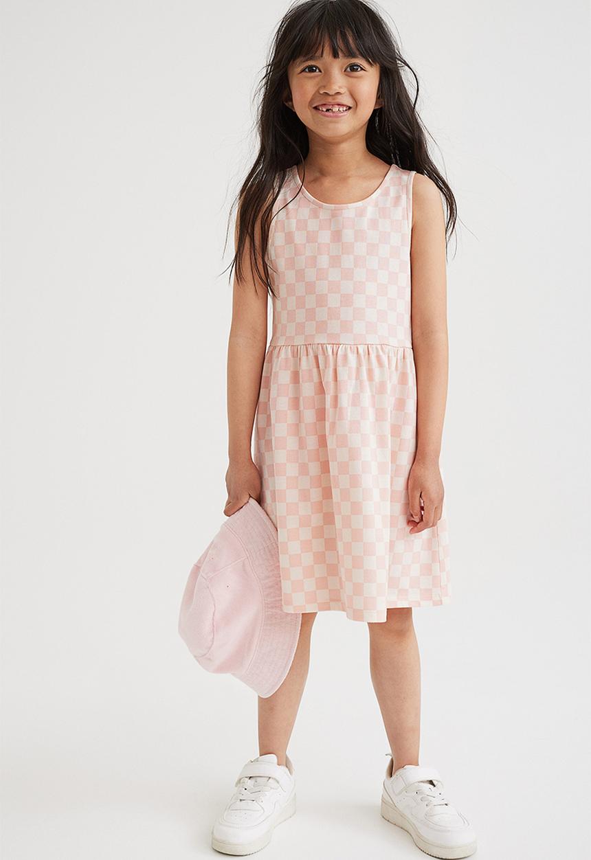H&M - Patterned jersey dress - natural white/checked