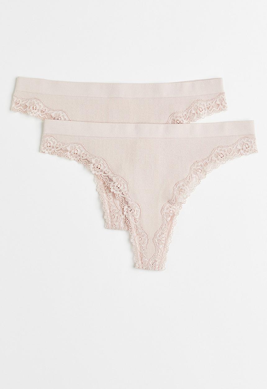 H&M - 2-pack brazilian briefs - powder pink
