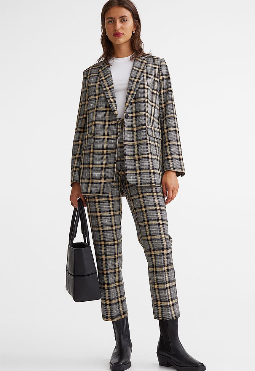 H&M - Cigarette trousers - grey/checked