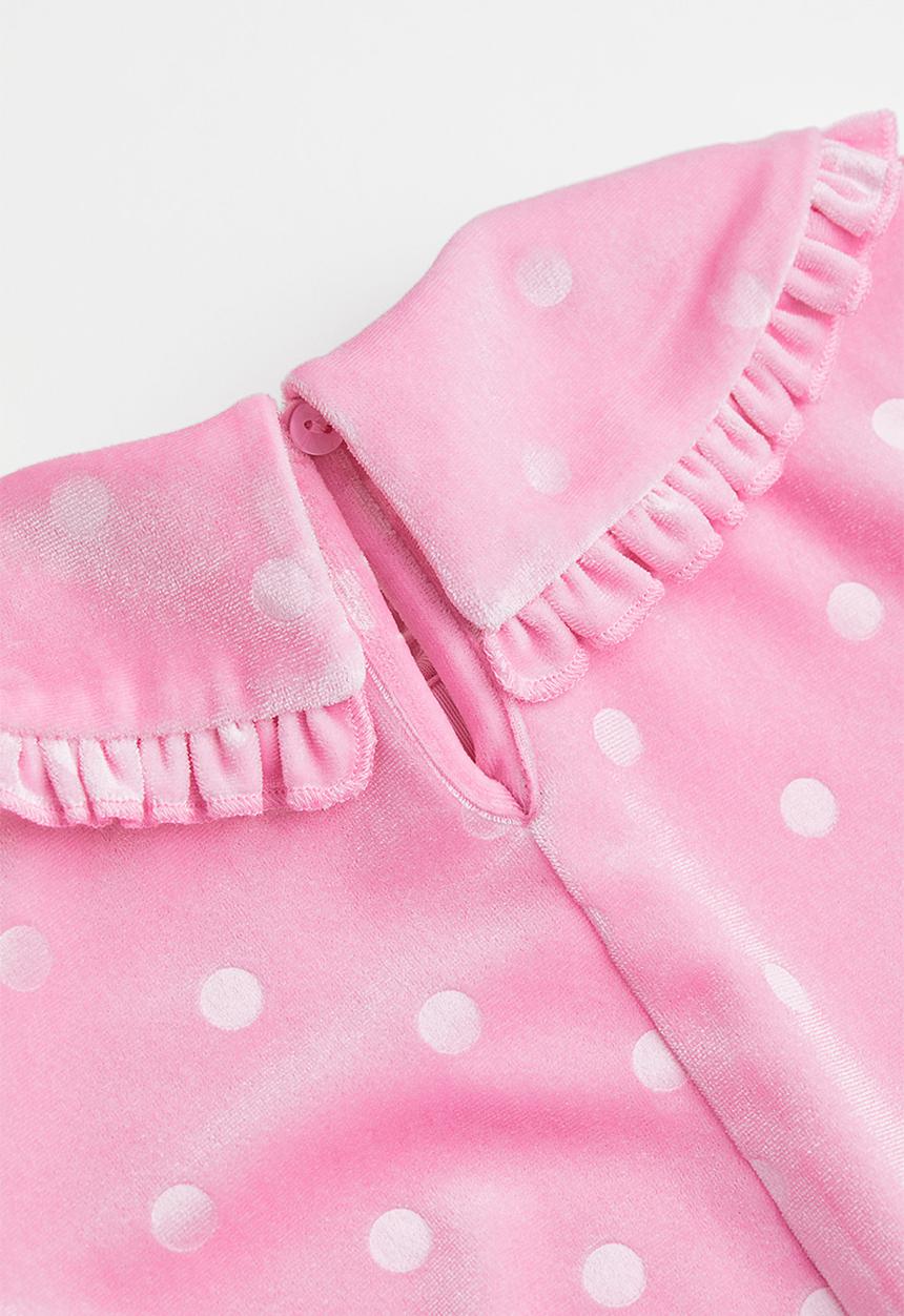 H&M - Collared velour dress - pink/spotted