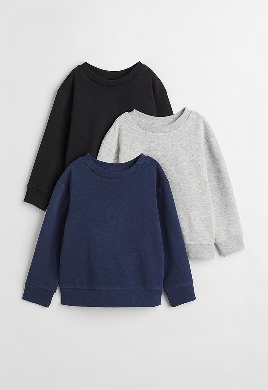 H&M - 3-pack sweatshirts - navy blue/light grey/black