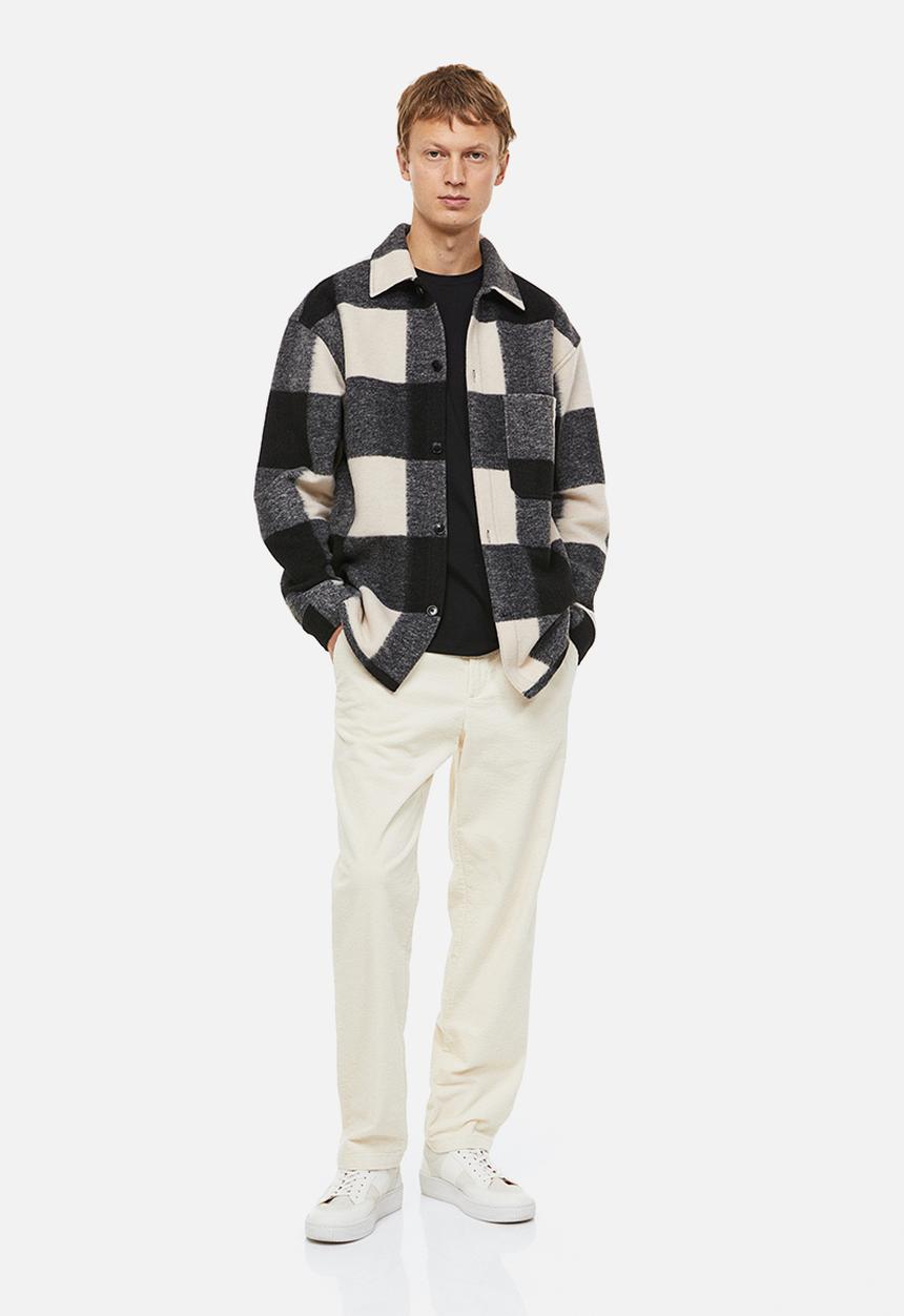 H&M - Relaxed fit overshirt - black/checked
