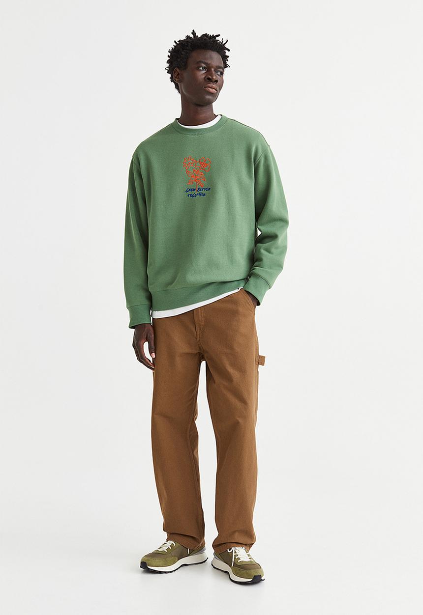 H&M - Relaxed fit printed sweatshirt - green/grow better together