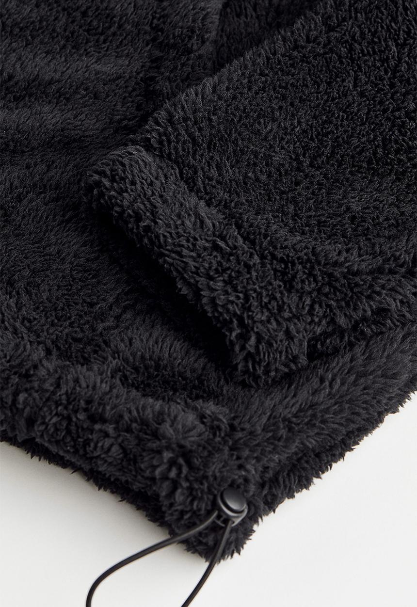 H&M - Relaxed fit pile hoodie - black
