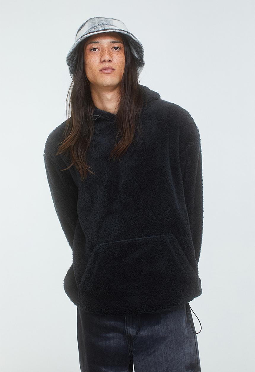 H&M - Relaxed fit pile hoodie - black