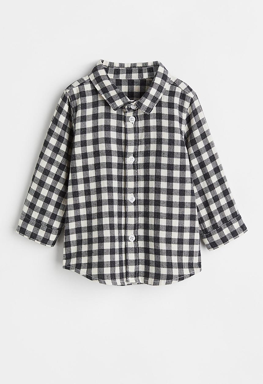 H&M - Cotton flannel shirt - black/checked