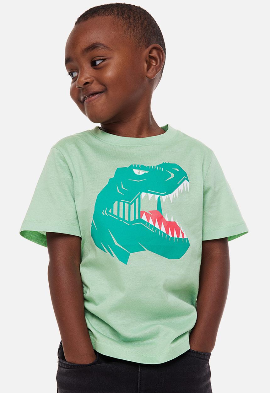 H&M - 3-pack cotton T-shirts - light green/dinosaur