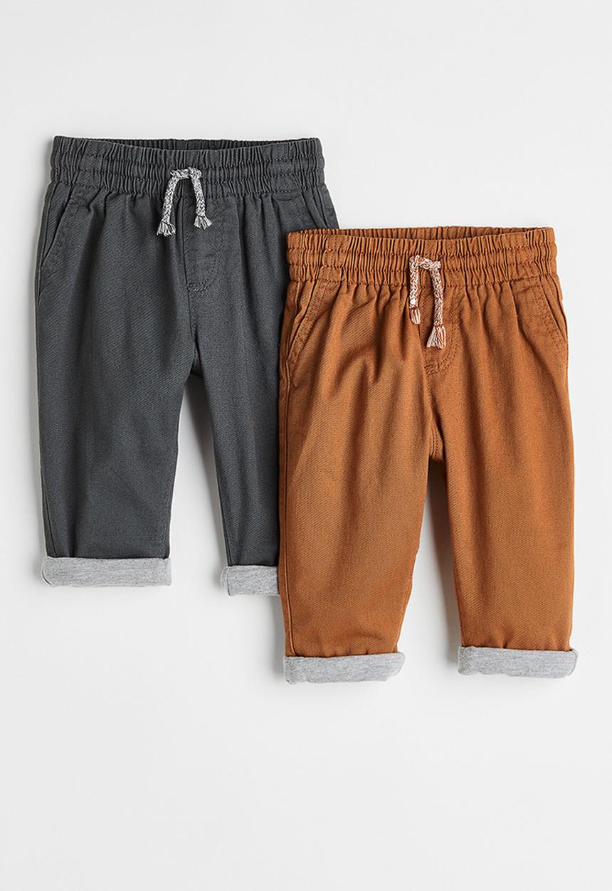 H&M - 2-pack lined joggers - brown/dark grey