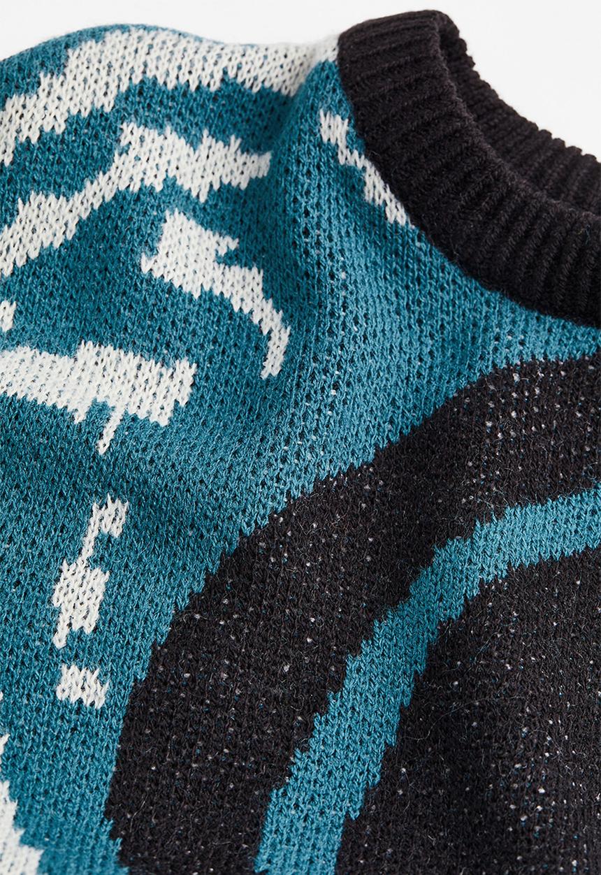 H&M - Double-knit jumper - dark turquoise/patterned