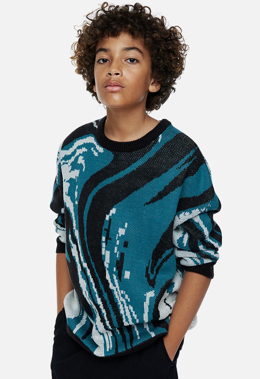 H&M - Double-knit jumper - dark turquoise/patterned
