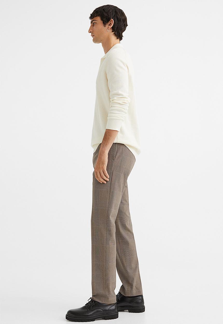 H&M - Slim fit trousers - grey/checked i