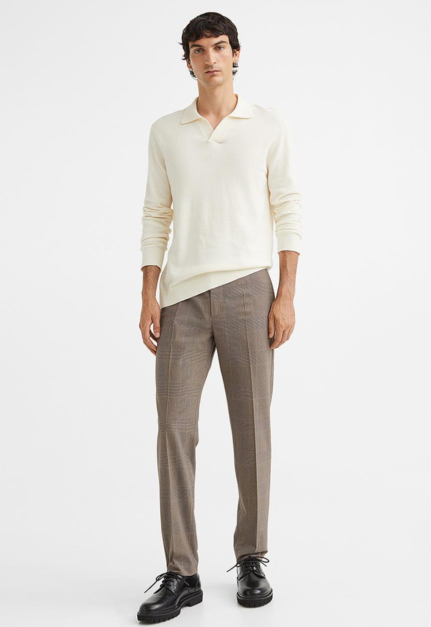 H&M - Slim fit trousers - grey/checked i