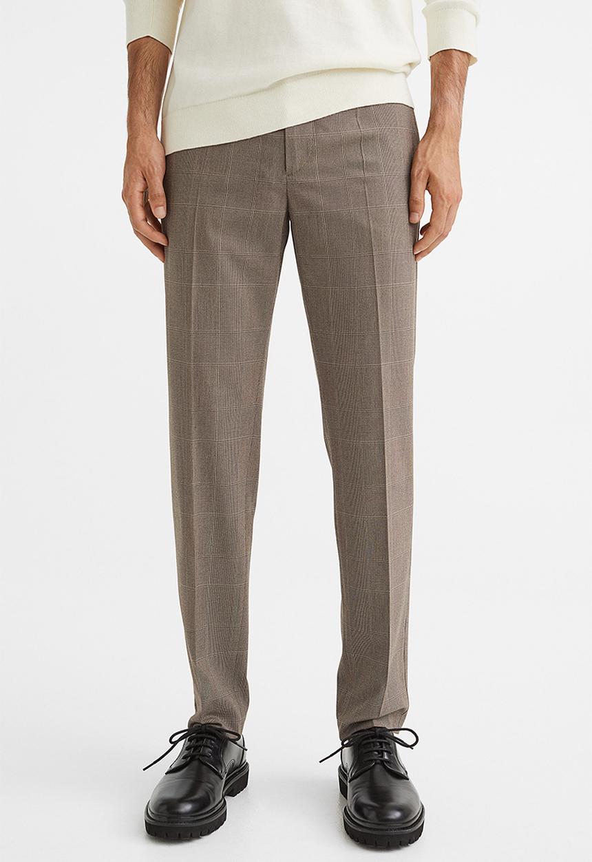 H&M - Slim fit trousers - grey/checked i