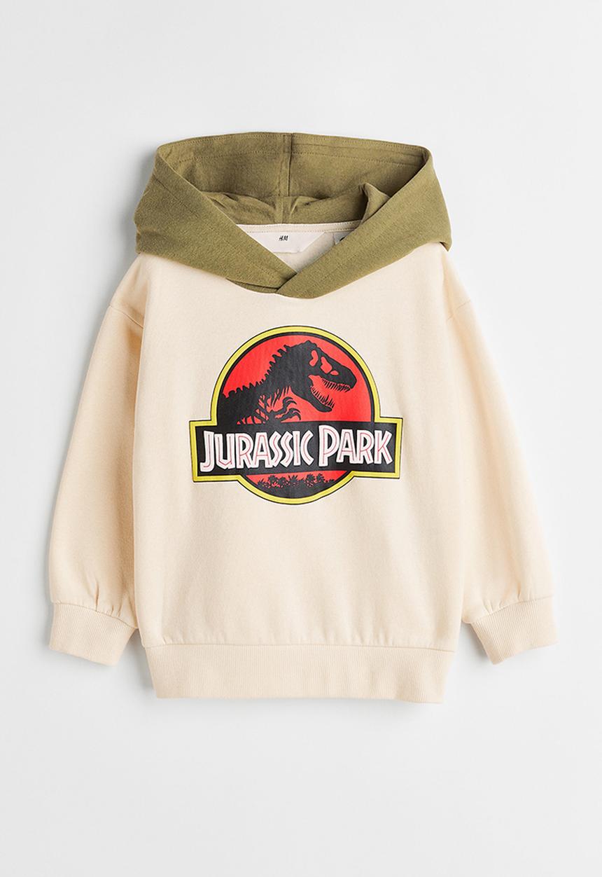 H&M - Printed hoodie - olive green/jurassic park