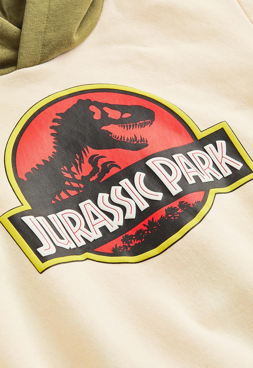 H&M - Printed hoodie - olive green/jurassic park