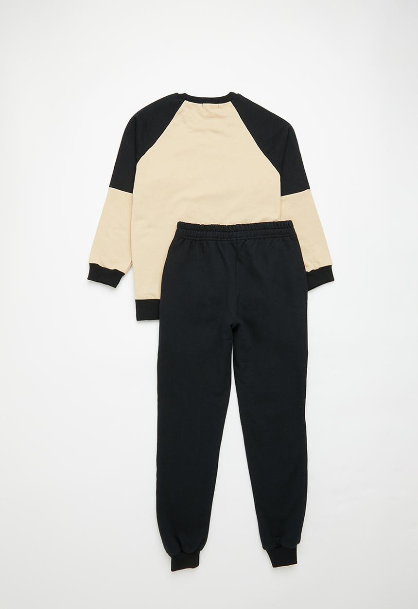 Superbalist - Colour block tracksuit set - black/ecru