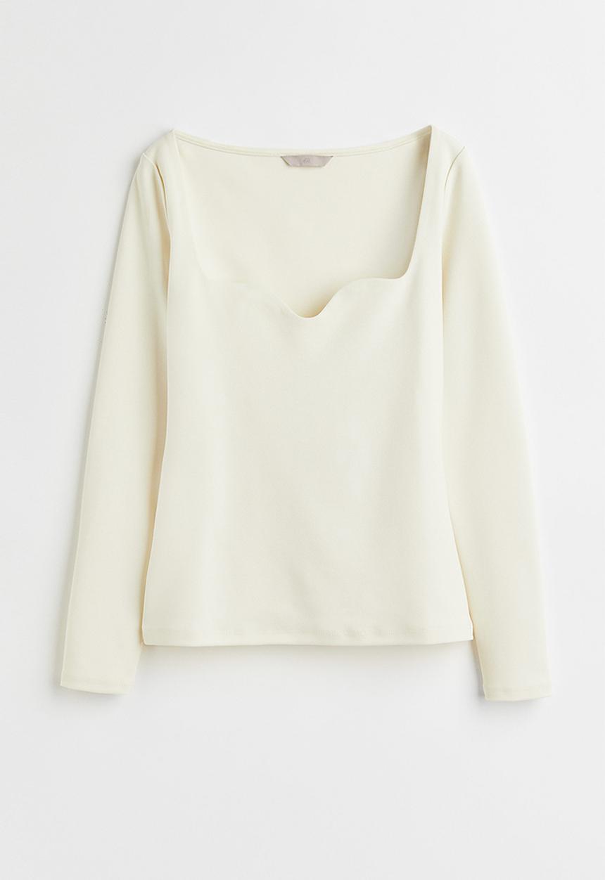 H&M - Fitted jersey top - cream