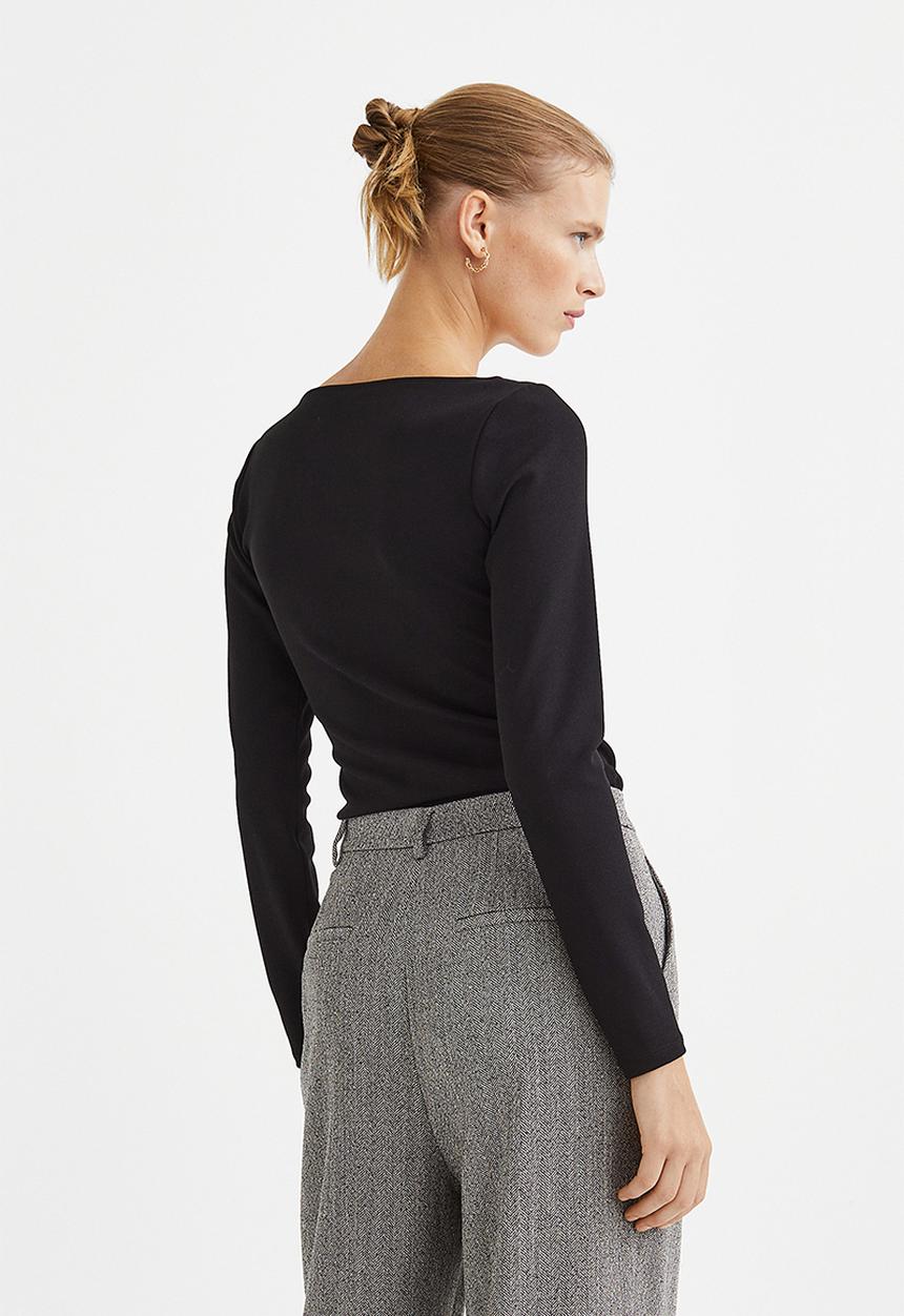 H&M - Fitted jersey top - black