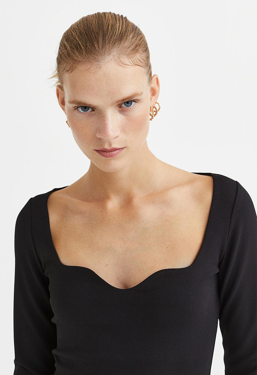 H&M - Fitted jersey top - black
