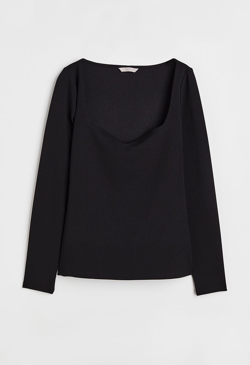 H&M - Fitted jersey top - black