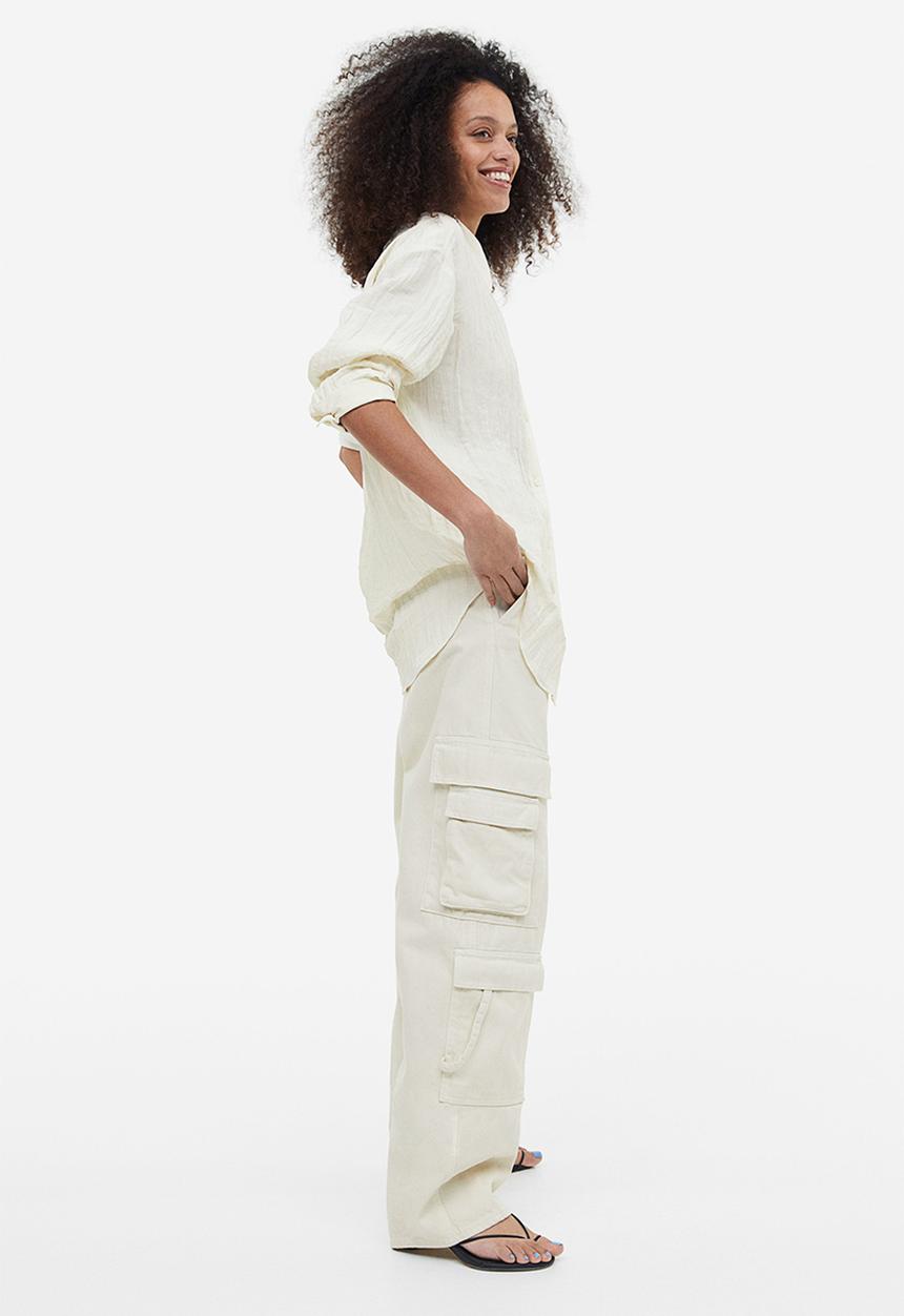 H&M - Crinkled chiffon shirt - white