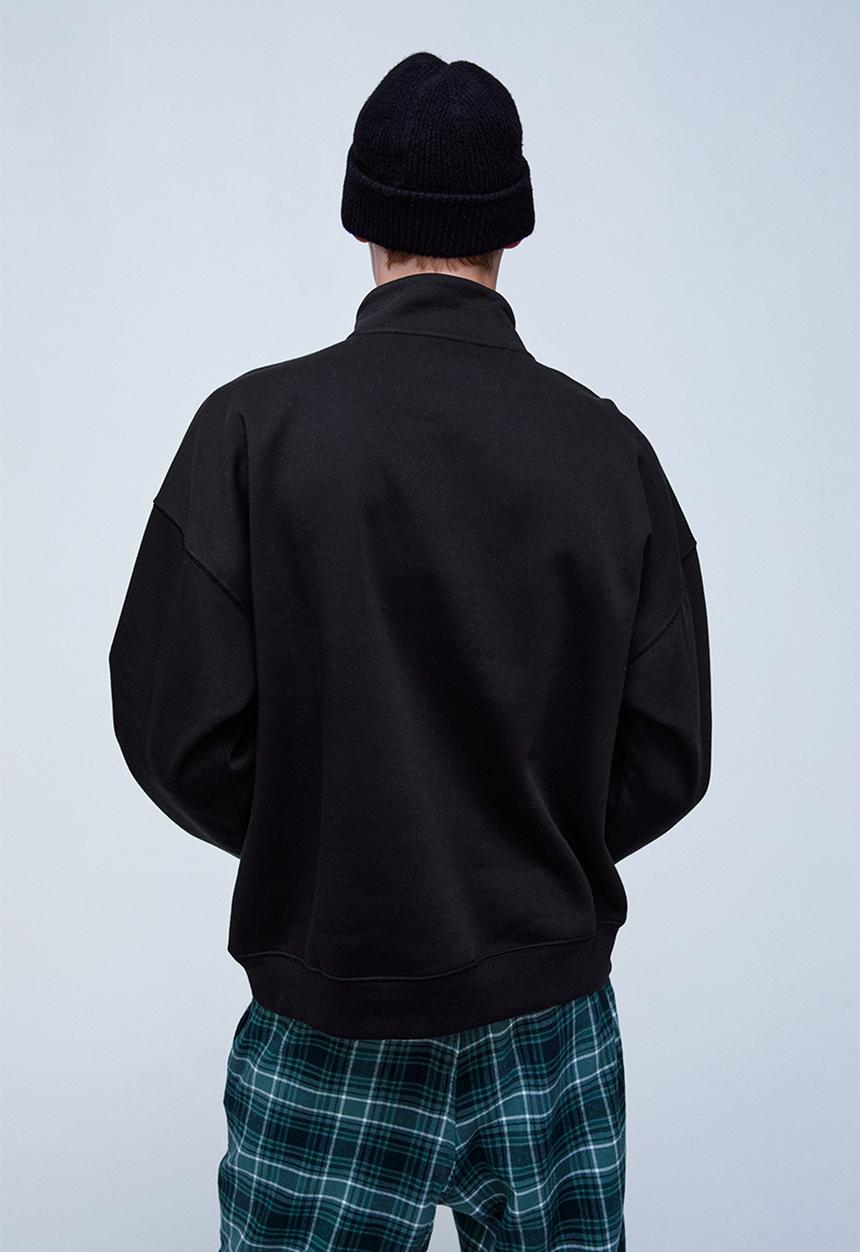 H&M - Oversized zip-top sweatshirt - black/nycbkn