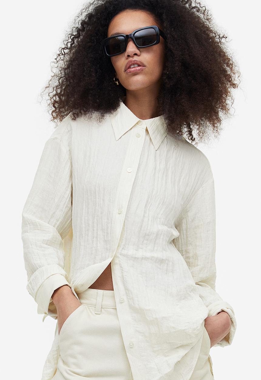 H&M - Crinkled chiffon shirt - white